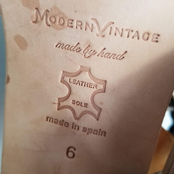 MODERN VINTAGE Open Toe Sandals Black Tan Heels 6 - Picture 12 of 12
